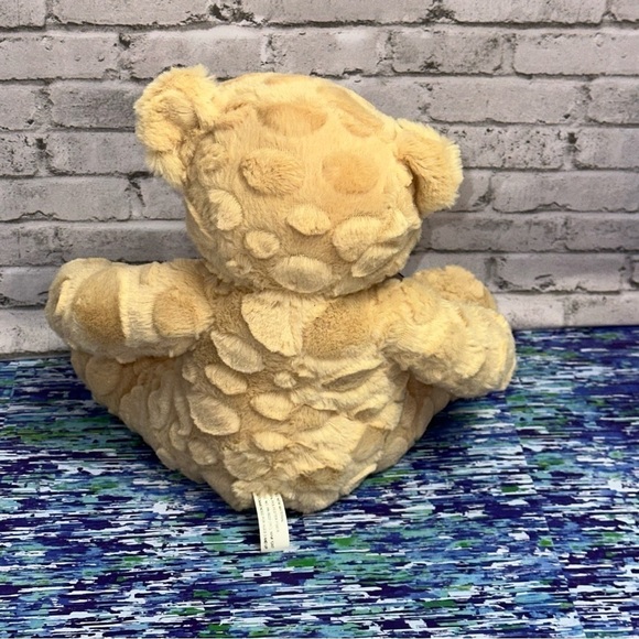 Goffa Waffle Fur Tan Teddy Bear Plush Sitting 10 in Brown Bow Stuffed Animal - Picture 2 of 13